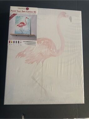 Punch Studio Acrylic Paint Canvas Kit with Multi-Color Paints Flamingo Theme